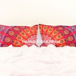 Vibrant Red Peacock Peafowl Mandala Bed Pillow Covers Set of Two