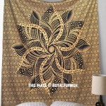 Glittering Black & Gold Sacred Lotus Boho Mandala Wall Tapestry