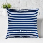 Blue Ticking Stripe Decorative Square Cushion Cover, Pillow Case
