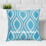 Turquoise Ikat Geometric Decorative Throw Pillow Case, Cushion Cover