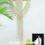 Off White Woven Macrame Wall Hanging Tapestry
