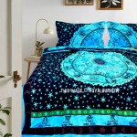 Queen Astrology Zodiac Horoscope Cotton Duvet Cover Set with 2 Pillow Covers