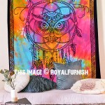 Twin Tie Dye Hippie Bohemian Owl Psychedelic Wall Tapestry