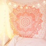 White & Pink Sparkly Golden Ombre Mandala Wall Tapestry Wall Hanging