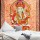 Orange Hindu God Ganesha Cotton Batik Tapestry Wall Hanging Art