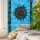 Turquoise Blue Celestial Sun Wall Tapestry, Small Tie Dye Tapestry Bedding