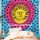 Blue and Yellow Psychedelic Sun Moon Tapestry Tie Dye Hippie Wall Hanging Bedspread