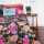 Twin Size Black Multi Flowers Printed Kantha Quilt Bedspread