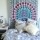 Small Multi Leafs White Mandala Bohemian Wall Tapestry, Hippie Indian Bedding