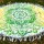 Green & Yellow Geometric Floral Medallion Circle Cotton Beach Throw Towel