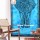 Small Twin Size Turquoise Blue Asian Tie Dye Elephant Tapestry