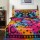 Multicolored Sun Moon Celestial Tie Dye Duvet Cover with Set of Two Pillow Shams - Queen Size