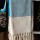 Blue Beige Diamond Pattern Boho Cotton Throw Blanket with Fringes - 50 x 70 Inch for Everyday Use