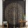 Black & Gold Boho Floral Medallion Tapestry Curtain Window Treatment - Set of Two Panels
