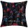 Large Black Birds Floral Bohemian Decorative Square Kantha Throw Pillow Cover - 24X24 Inch