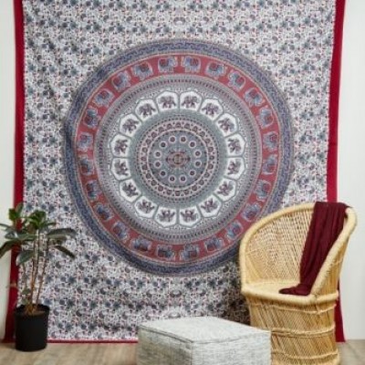 Elephant Wall Hanging white red indian elephant mandala hippie tapestry bed cover wall Elephant Wall Hanging white red indian elephant mandala hippie tapestry bed cover wall