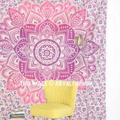 Pink Wall Tapestry pink geometric flower circle mandala wall tapestry - royalfurnish Pink Wall Tapestry pink geometric flower circle mandala wall tapestry - royalfurnish