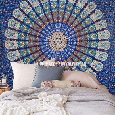 Indian Tapestry Wall Hanging blue indian psychedelic plum and bow medallion tapestry wall Indian Tapestry Wall Hanging blue indian psychedelic plum and bow medallion tapestry wall