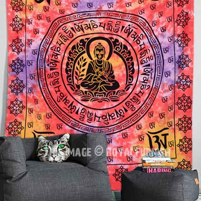 Buddha Tapestry Wall Hangings red om buddha sitting on lotus tapestry, tie dye meditation Buddha Tapestry Wall Hangings red om buddha sitting on lotus tapestry, tie dye meditation