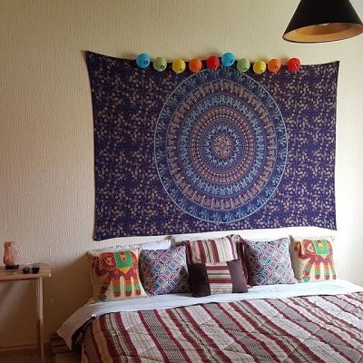 Twin Blue Boho Chic Style Outdoor Indoor Mandala Bohemian