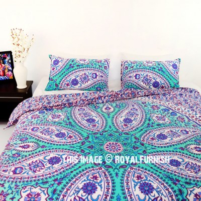 Purple Paisley Boho Circle Mandala Duvet Cover With Set Of