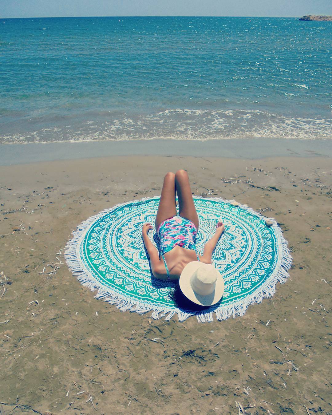 The obligatory #summer2017 mandala round beach throw instagram photo 🌴😄🐚🐬🌴