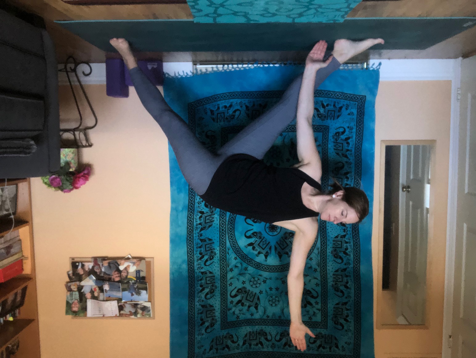 I wanted to say thank you for the beautiful tapestries we received a few weeks ago. Being a Yoga teacher, I now use this as a backdrop for my Yoga classes. it looks beautiful!