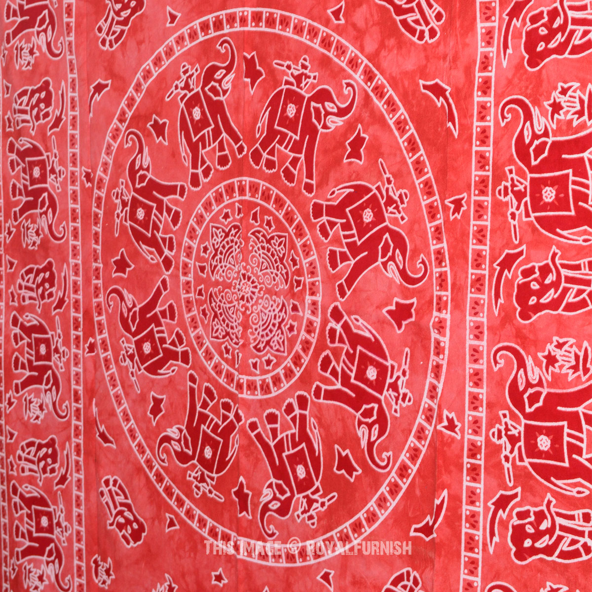 Twin Size Red Elephant Indian Hippie Tie Dye Dorm Decor Tapestry Wall ...