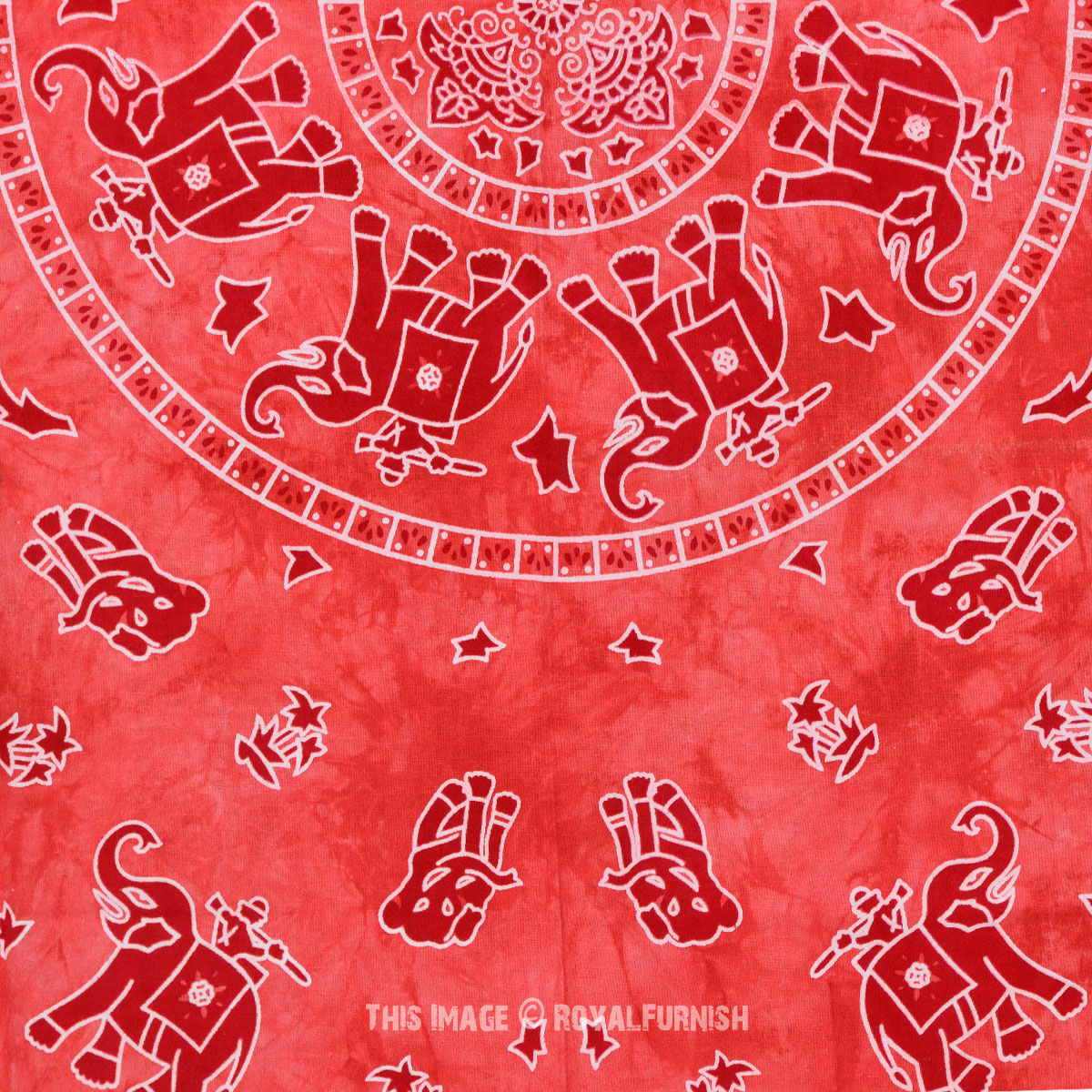 Twin Size Red Elephant Indian Hippie Tie Dye Dorm Decor Tapestry Wall ...