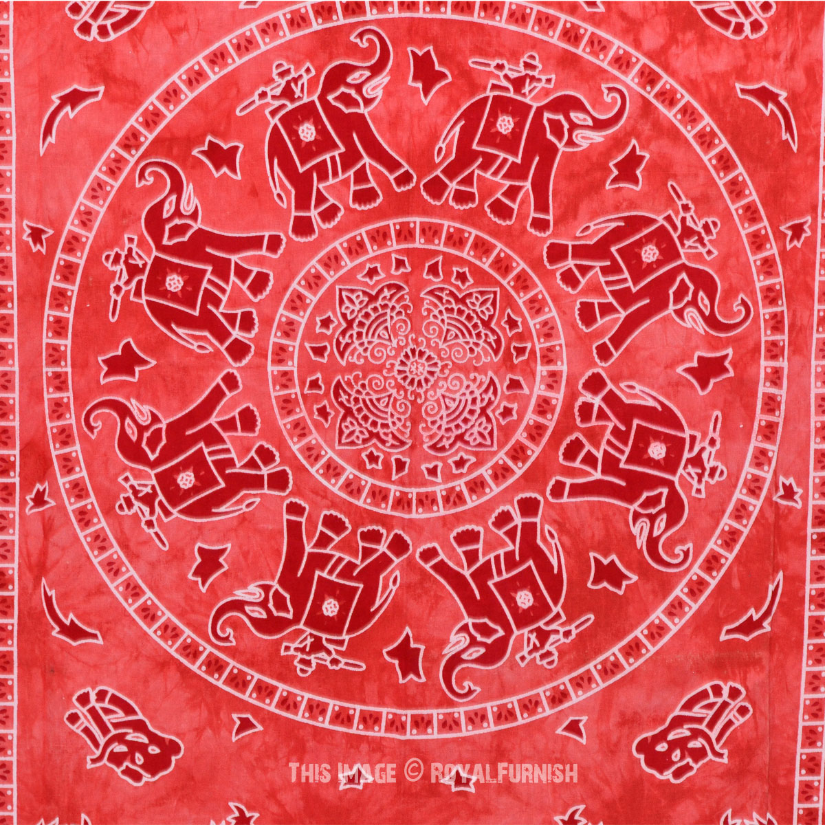 Twin Size Red Elephant Indian Hippie Tie Dye Dorm Decor Tapestry Wall ...