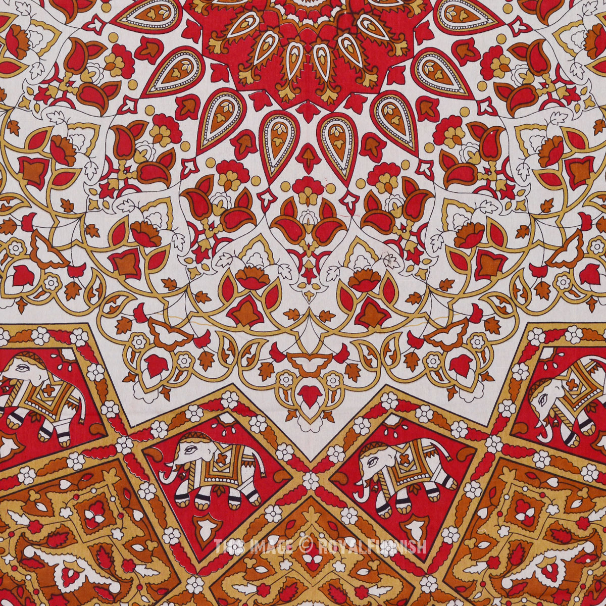 Red White Indian Mandala Star Dorm Decor Wall Tapestry Bedspread - RoyalFurnish.com