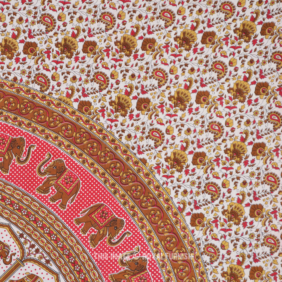 Red Indian Elephant Round Mandala Dorm Decor Tapestry Wall Hanging ...