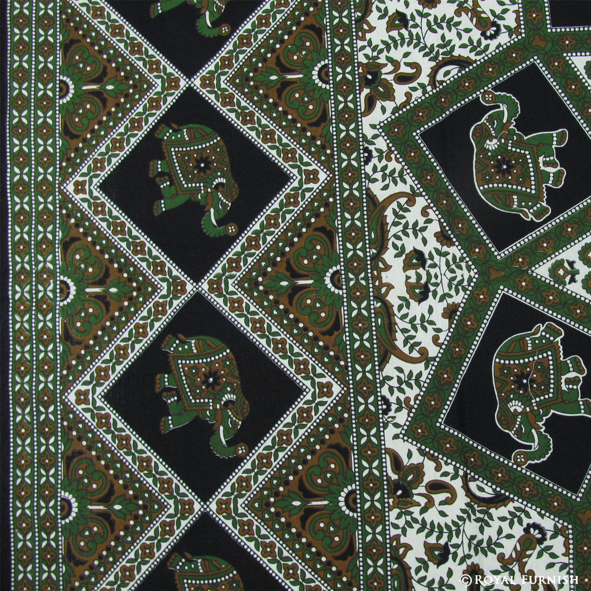 Black Indian Elephant Mandala Handloom Hippie Tapestry Wall Hanging Bed ...
