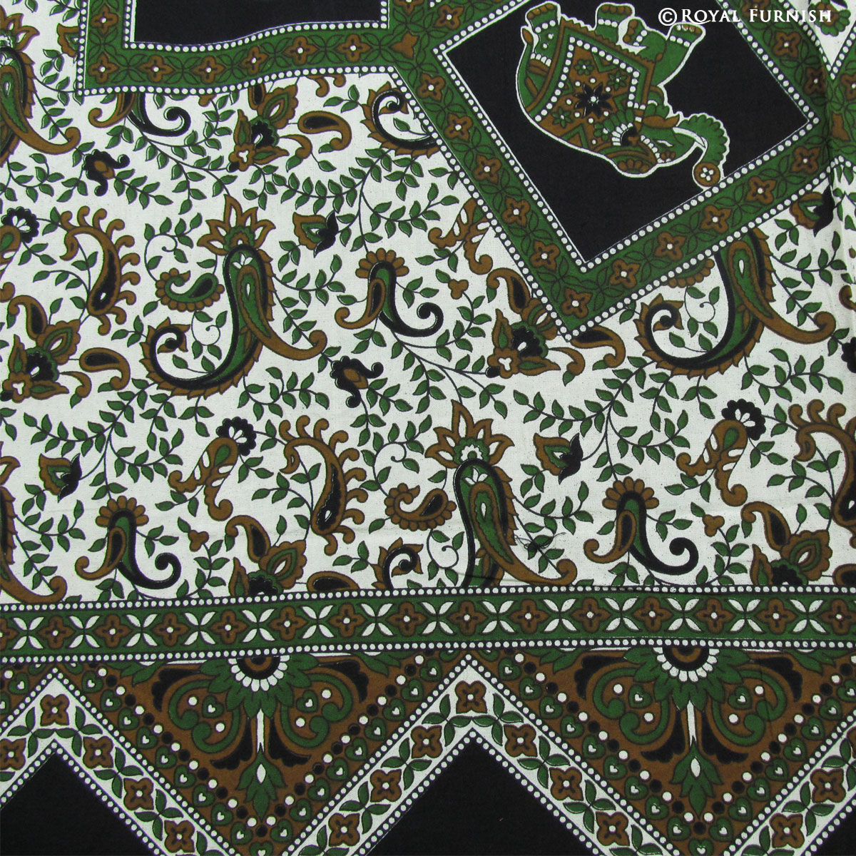 Black Indian Elephant Mandala Handloom Hippie Tapestry Wall Hanging Bed ...