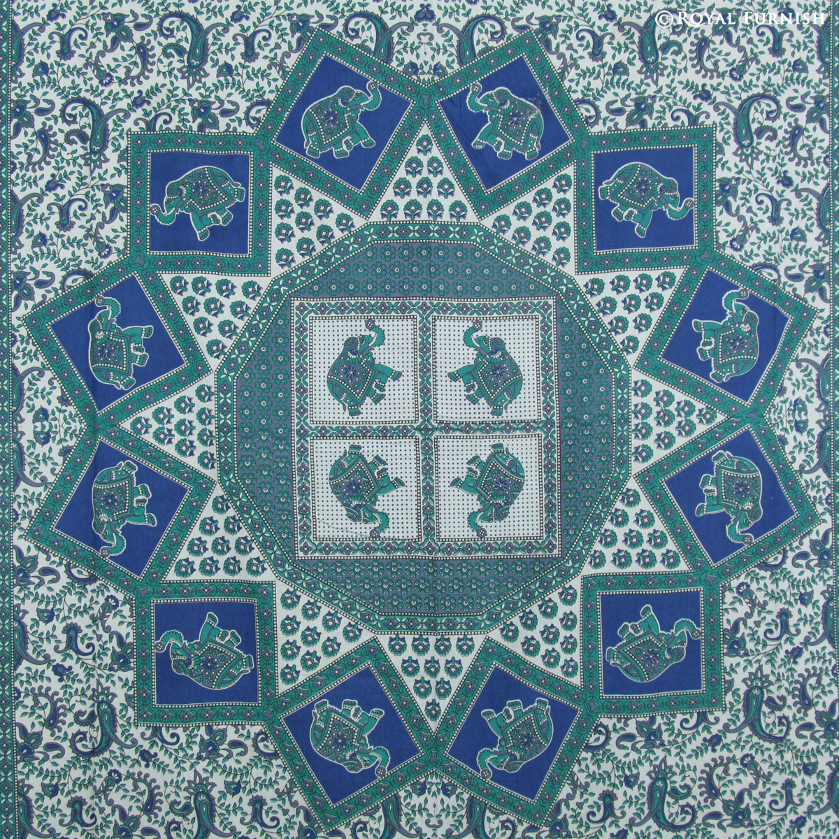 Blue Indian Elephant Mandala Handloom Dorm Room Tapestry Wall Hanging ...
