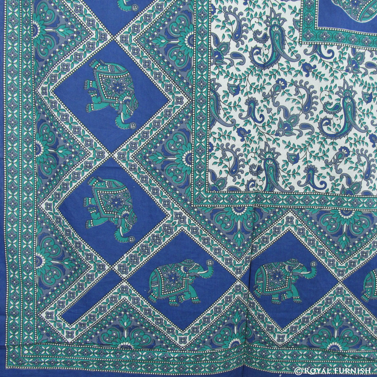 Blue Indian Elephant Mandala Handloom Dorm Room Tapestry Wall Hanging ...