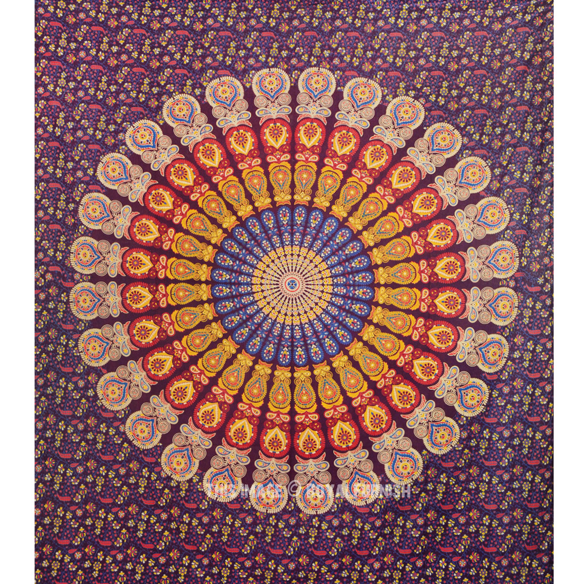 Purple Multicolor Cool Floral Mandala Hippie Tapestry Wall Hanging ...