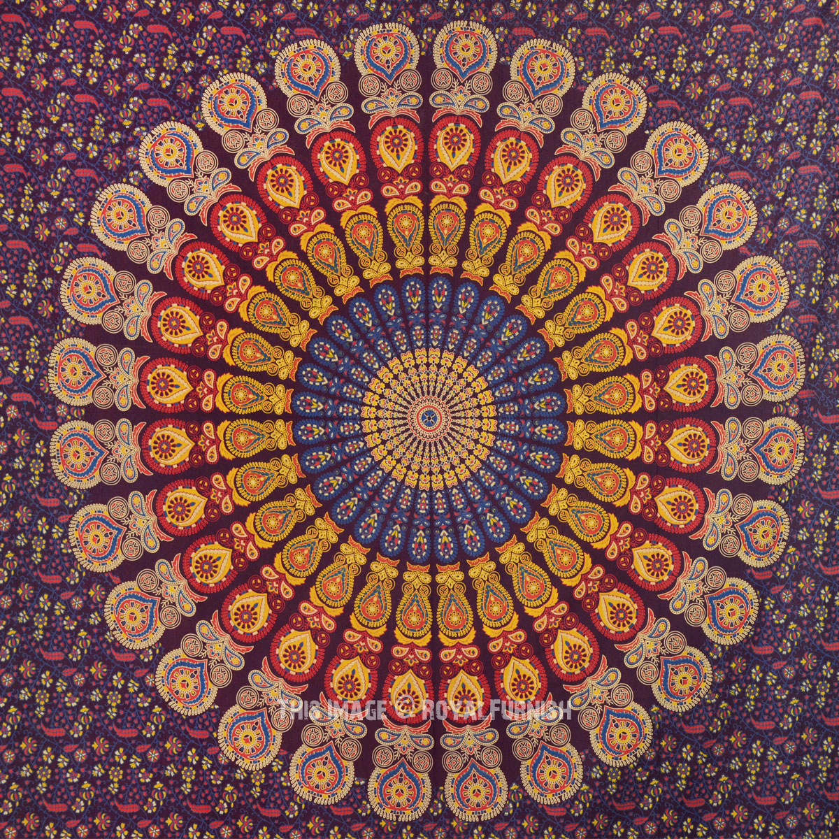 Purple Plum & Bow Medallion Mandala Hippie Tapestry Bohemian Wall