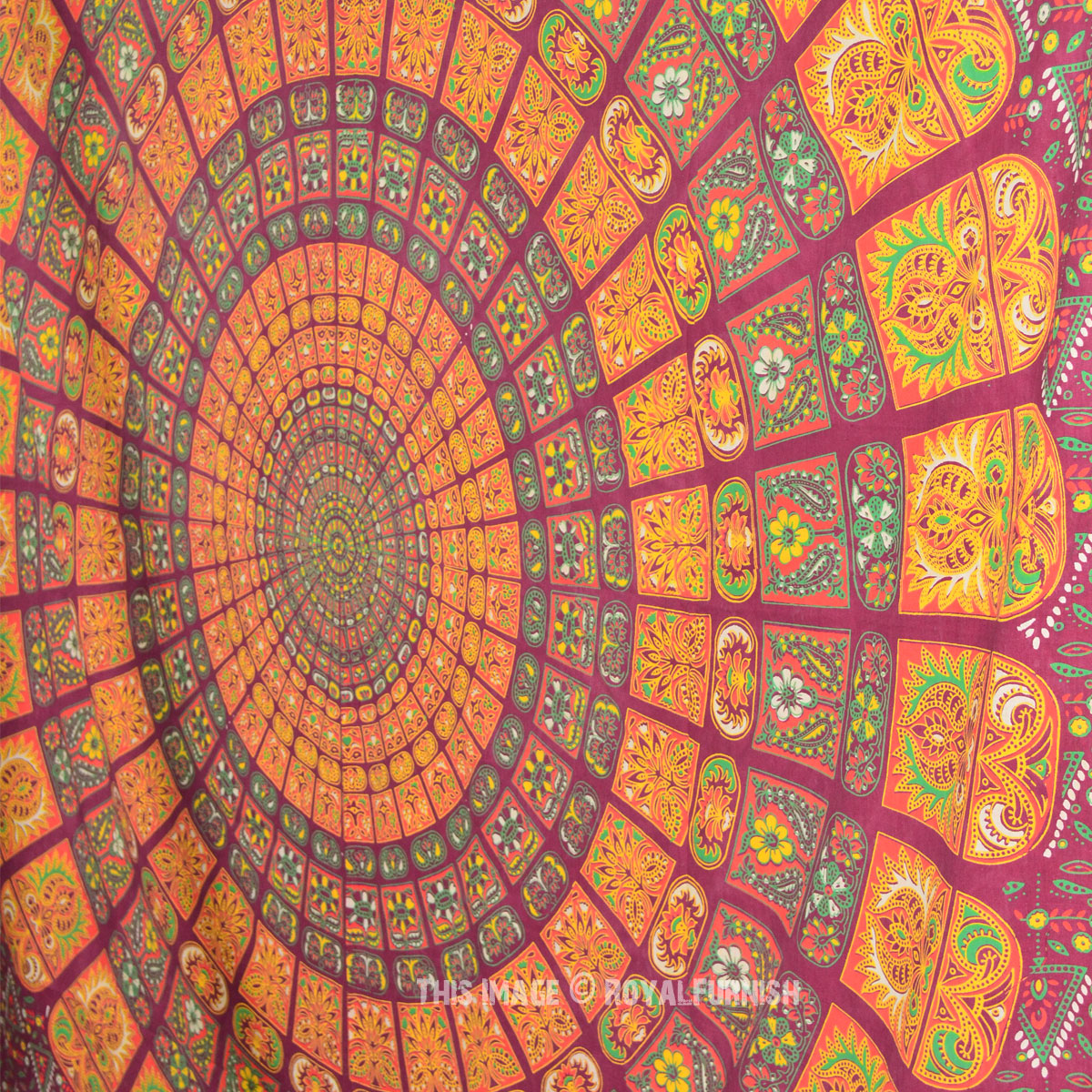 Multicolor Psychedelic Mandala Design Hippie Tapestry Wall Hanging