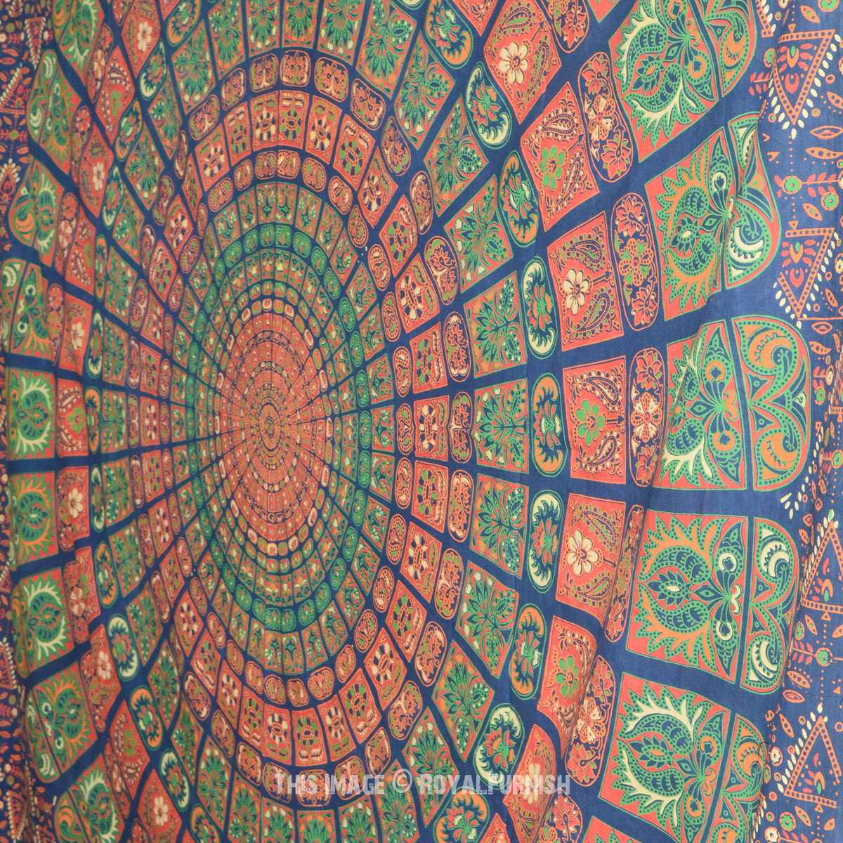Green Indian Psychedelic Mandala Hippie Tapestry Wall Hanging ...