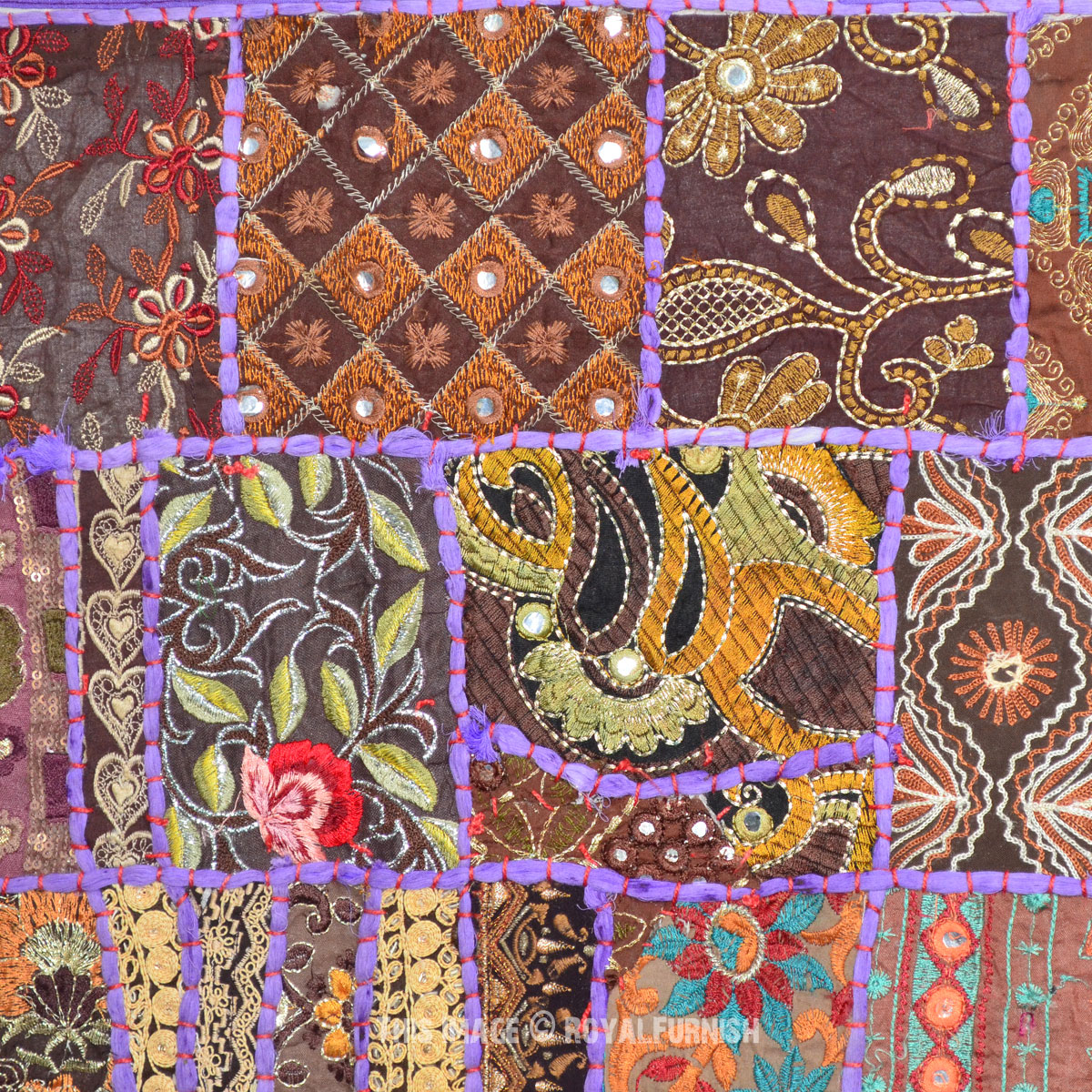 Multi Recycled Hand Sewn Patchwork Wall Tapestry Runner