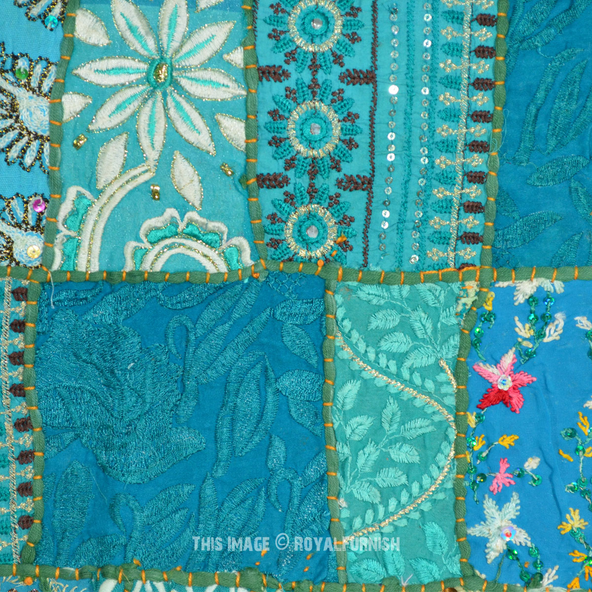 Antique Vintage Handmade Patchwork Embroidery India Tapestry Runner