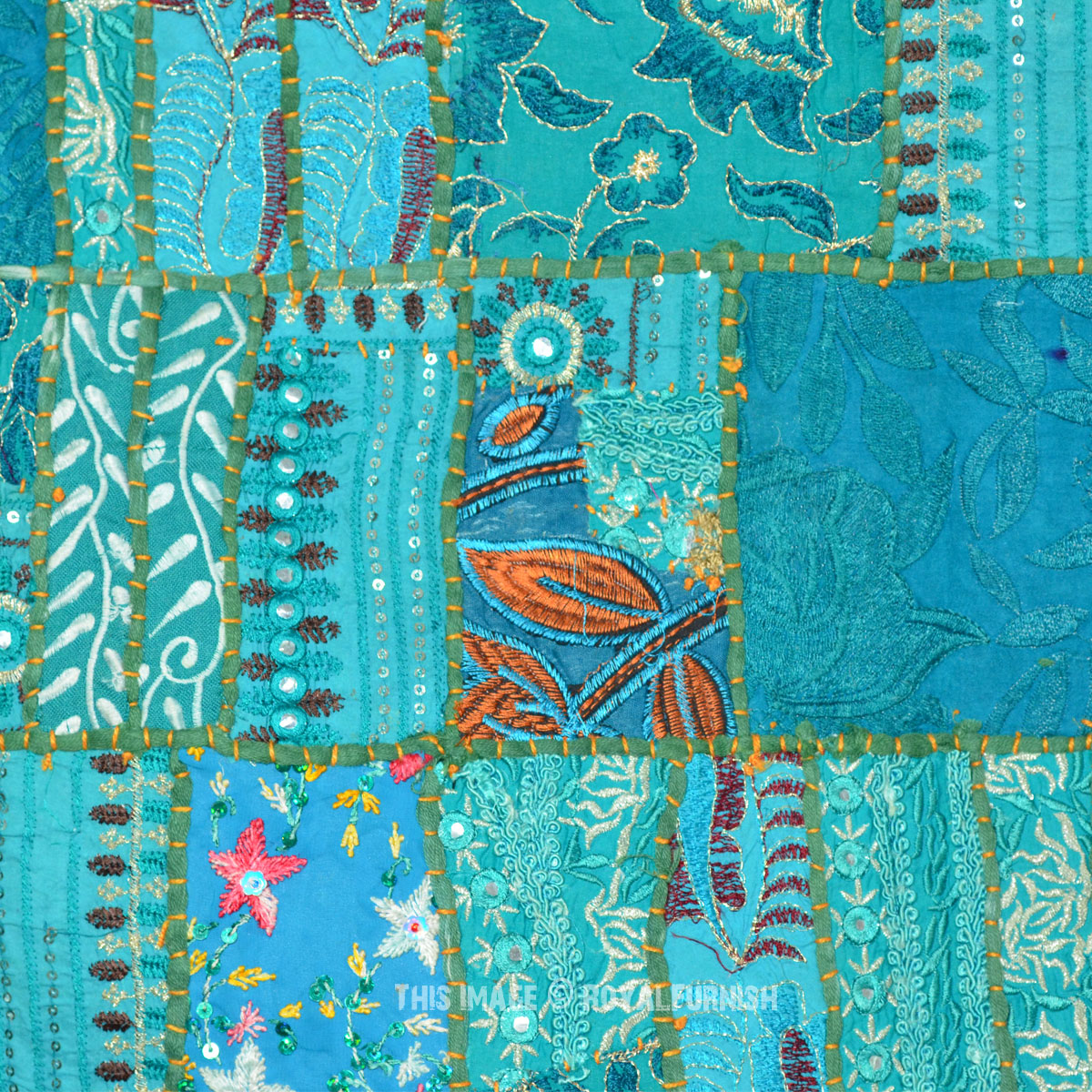 Antique Vintage Handmade Patchwork Embroidery India Tapestry Runner