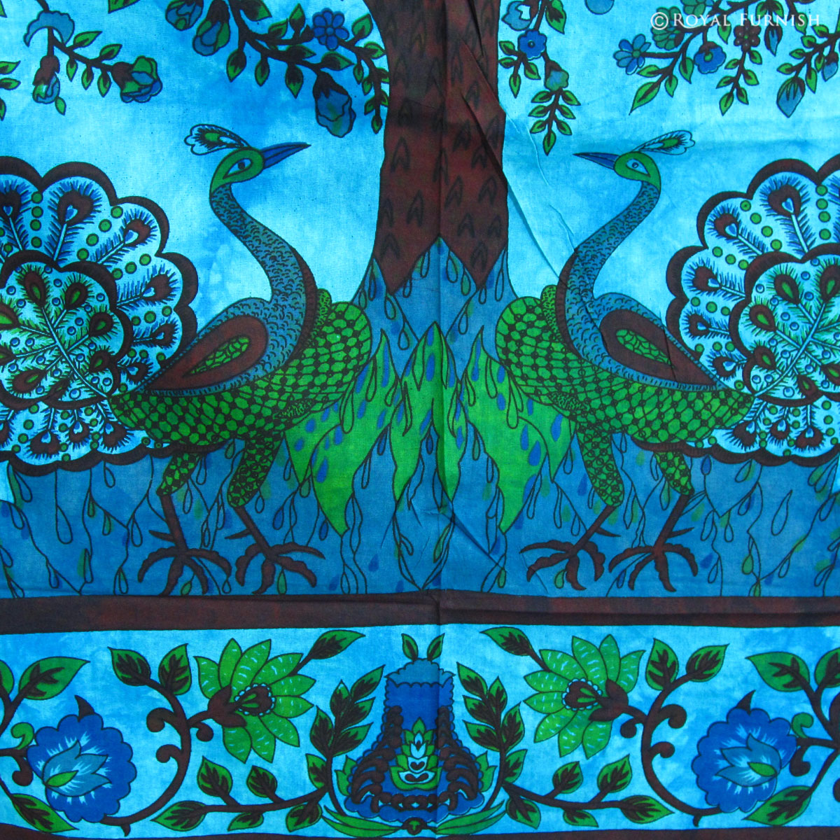 Queen Size Blue Dorm Decor Tree of Life Hippie Tapestry Bed Cover