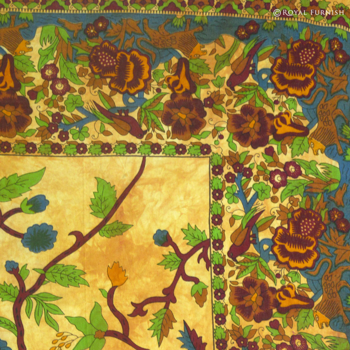 Brown Indian Bohemian Tree Of Life Tapestry Bed Cover