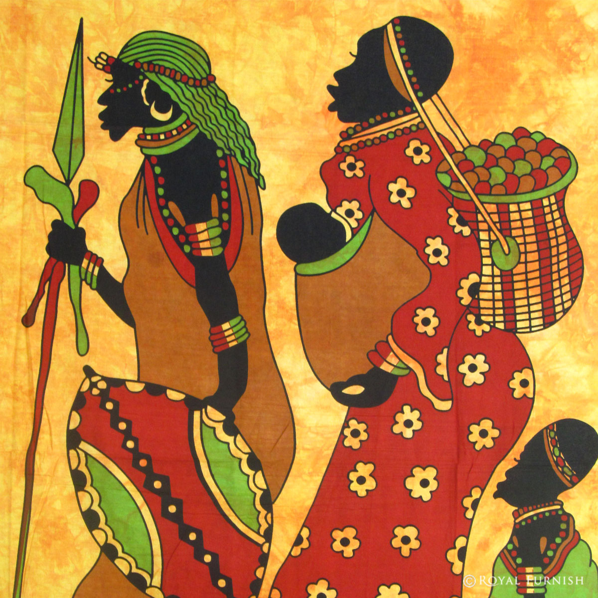 Queen Size Brown Bohemian Indian Tribal Tapestry & Bed Cover