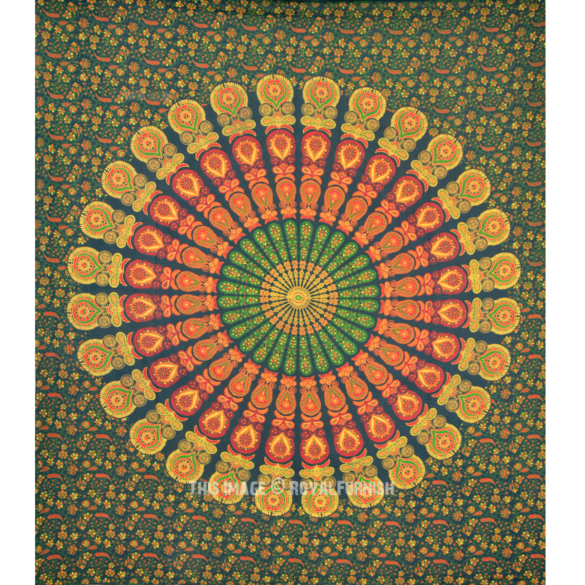 40x30 Inch Indian Cotton Tie-Dye Tapestry – Bohemian Wall Hanging, Mandala Hippie Poster, Multi-Color