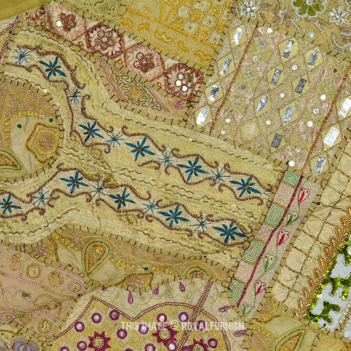 Big Size Heavy Antique and Expensive Beads Patchwork Tapestry Runner