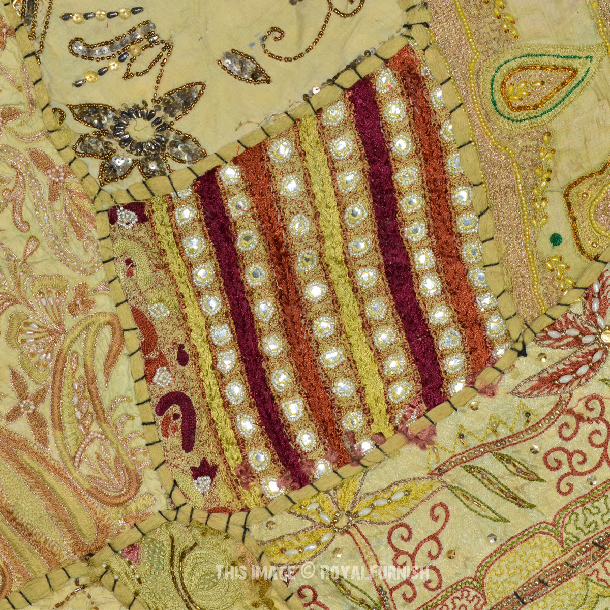 Big Size Heavy Antique and Expensive Beads Patchwork Tapestry Runner