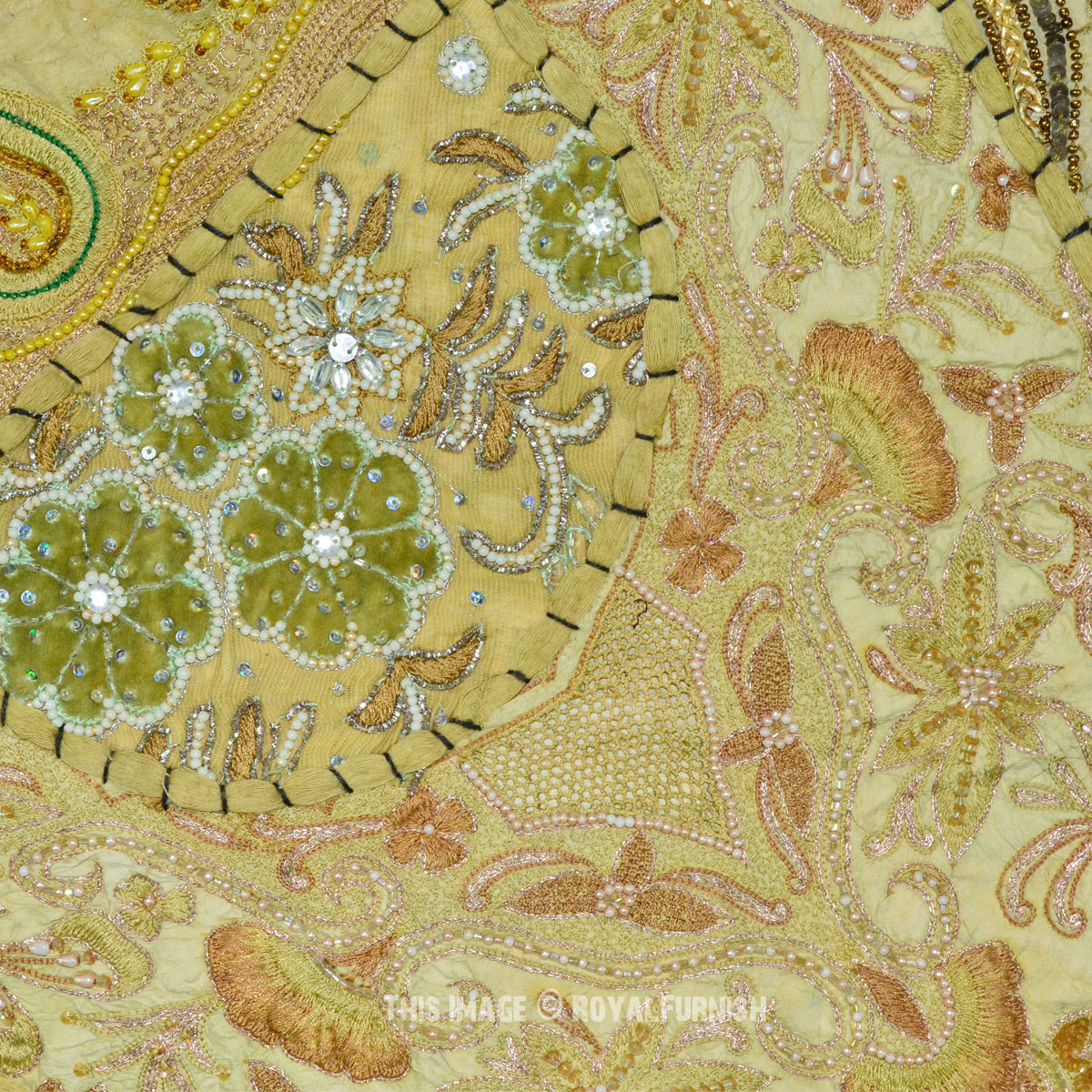 Big Size Heavy Antique and Expensive Beads Patchwork Tapestry Runner